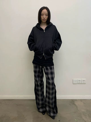 NEVERSEEZ Plaid Loose Fit Trousers