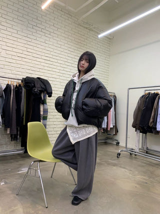 [NEVERSEEZ] Cropped Puffer Down Jacket