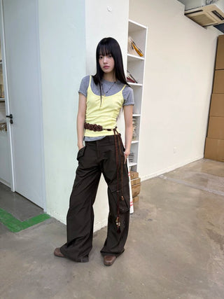 [NeverSeez] Ribbed Button-Front Cami Top