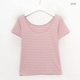 U-neck striped T-shirt