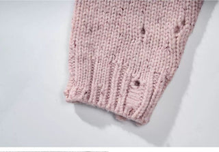 [Monterest] Distressed Crewneck Embroidered Sweater