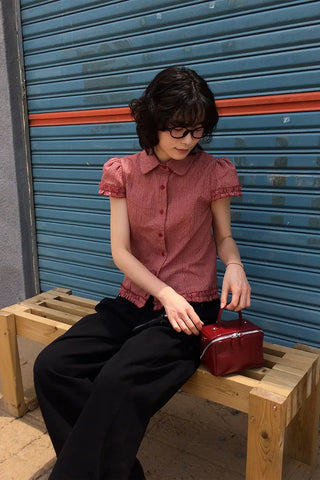 Shirred check blouse