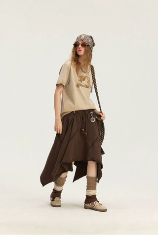 [Monterest] A-Line Patchwork Sweat Skirt