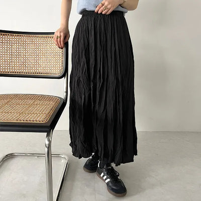 Wrinkle Round Long Skirt