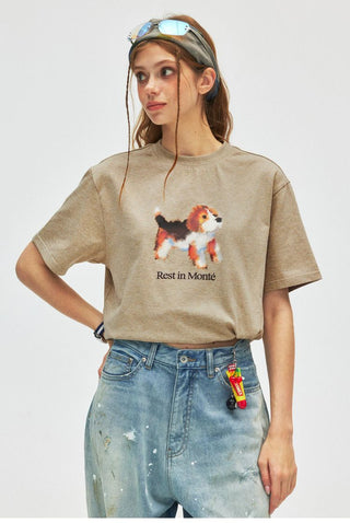 [Monterest] Ink Print Crewneck Cotton T-Shirt