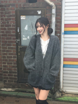 Angora V-neck cardigan