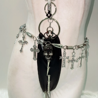 Halter rivet applique o ring bodysuit