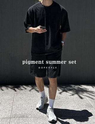 Pigment short-sleeve tracksuit set (3 colors)