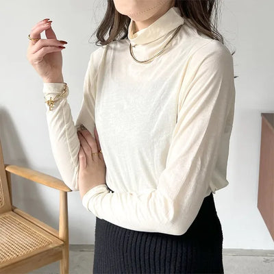 See-through turtleneck t-shirt