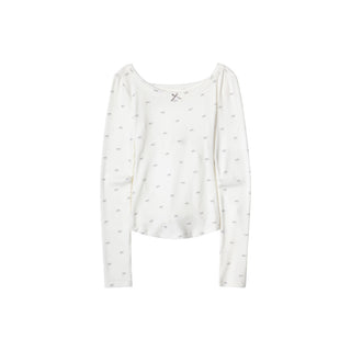 [NECY] Ribbon Allover Cutout Knot T