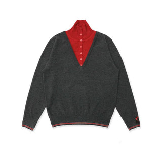 [Moromoro2] Contrast Striped Layered Knit  Sweater