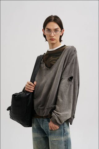 [MASONPRINCE] Urban Camouflage Faux Two-piece Sweatshirt