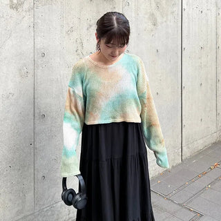 Tie-dye cropped knit