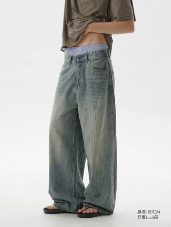 [MASONPRINCE] Washed Denim Wide Leg Pants