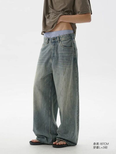 [MASONPRINCE] Washed Denim Wide Leg Pants