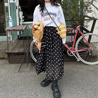 Polka dot long skirt