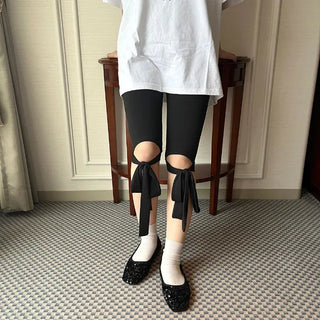 Ribbon biker shorts