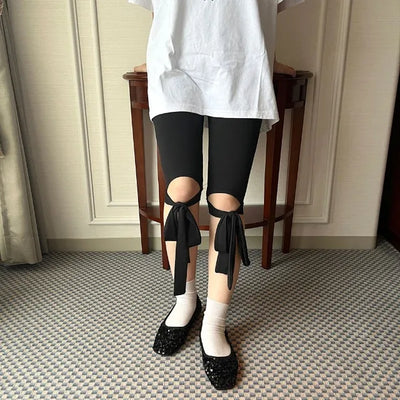 Ribbon biker shorts