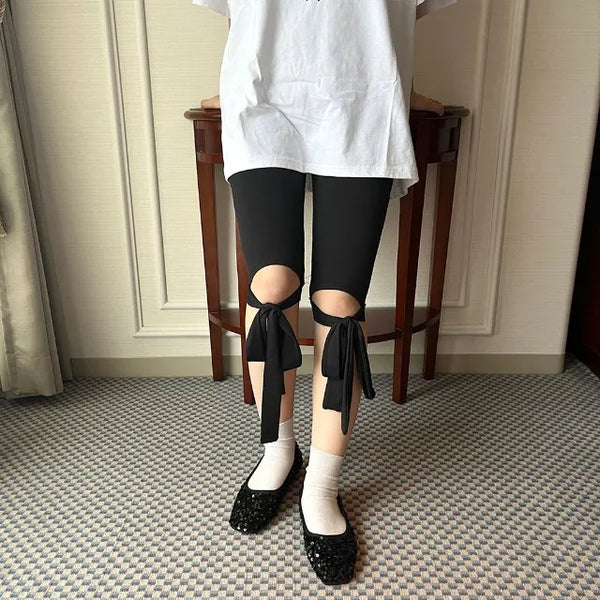 Ribbon biker shorts