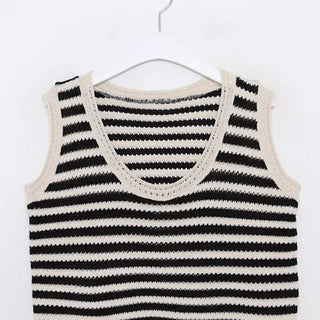 Striped knit sleeveless top
