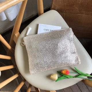 Bling Pearl Rattan Silver Cross Clutch Bag