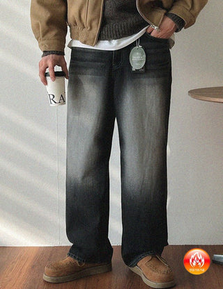 [Fleece-lined] Vintage Wide Denim Pants (no.615)
