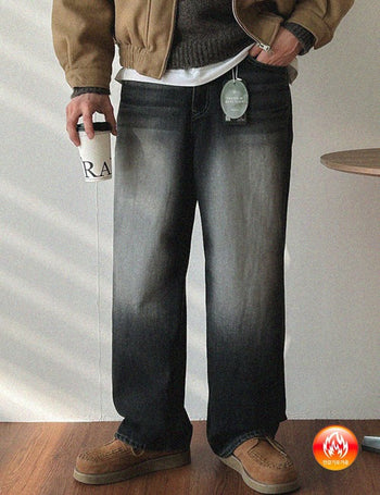 [Fleece-lined] Vintage Wide Denim Pants (no.615)
