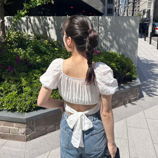 Ribbon crop blouse