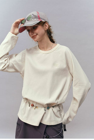 [Monterest] Waffle Knit Drop Shoulder Long Sleeve Tee