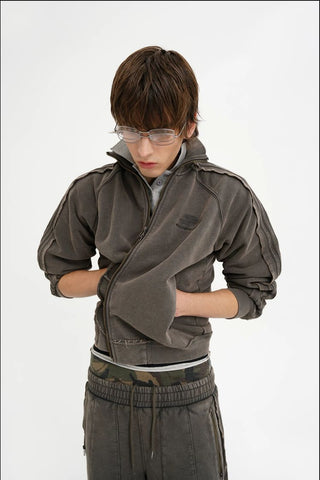 [MASONPRINCE] Washed Raw Edge Knit Set in Elephant Gray