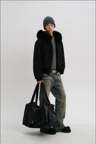 [MASONPRINCE] Fur Collar Fleece Hooded Jacket