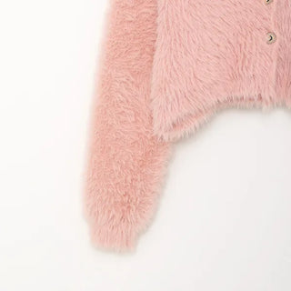 Cropped Shaggy Knit Cardigan