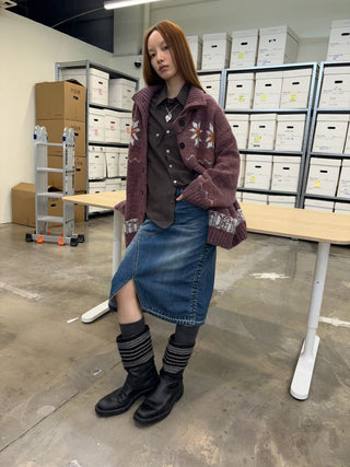 [NeverSeez] Fair Isle Wool Blend Cardigan