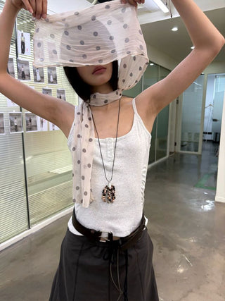 [NeverSeez] Ribbed Button-Front Cami Top