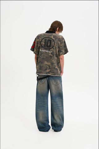 [MASONPRINCE] Camouflage Racing Knit Top