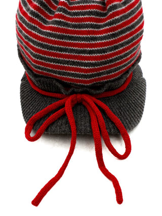 [Moromoro2] Contrast Stripe Knit Bow Baseball  Cap