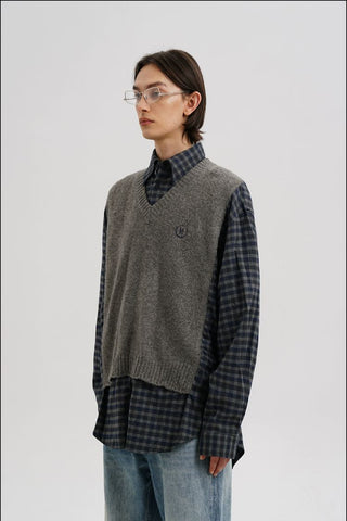 [MASONPRINCE] Faux Two-piece Vest Shirt