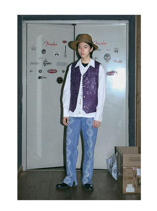 CONP Devoré Graphic Denim Pants (Blue)
