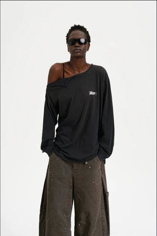 [MASONPRINCE] Double Layer Collar Long Sleeve Tee