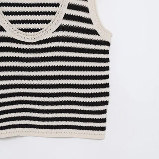 Striped knit sleeveless top
