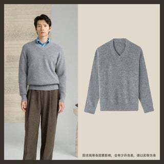 [CULTUM] Pure Wool V-Neck Knit Sweater