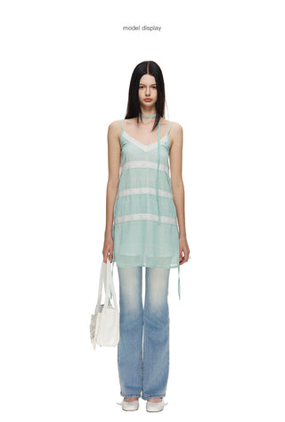 [NECY] Mint Sweet Polka Dot Chiffon Dress
