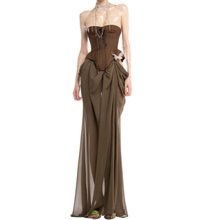 Butterfly applique hollow out corset tube dress