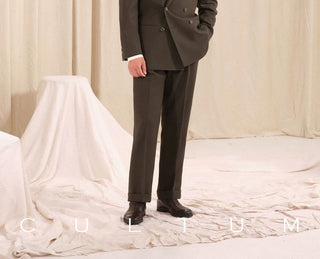 [CULTUM] Herringbone Peak Lapel Double Breasted Suit