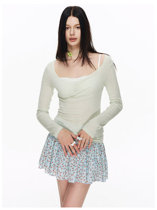 [NECY] Romantic Blossom Flare Skirt