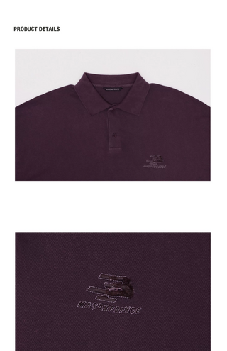 [MASONPRINCE] Distressed Embroidered Polo Shirt