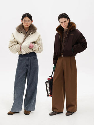 [MASONPRINCE] Fur Collar Oversized Bomber Jacket