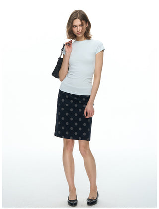[NECY] Corduroy Dot Straight Skirt