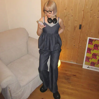 Summer denim camisole and pants set