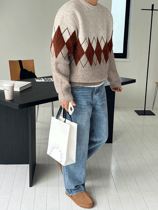 Vino Argyle Jacquard Knit